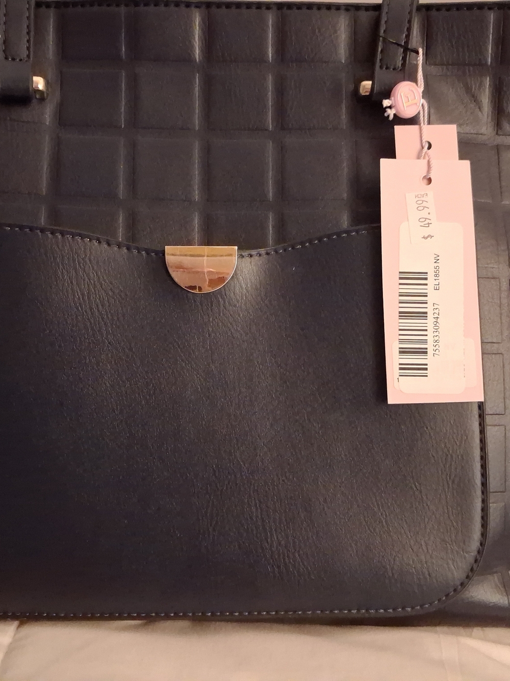Classic Navy Women’s Tote Bag with Gold Accent